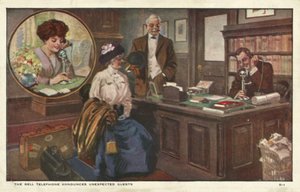 Telephone call announcing guests by American School